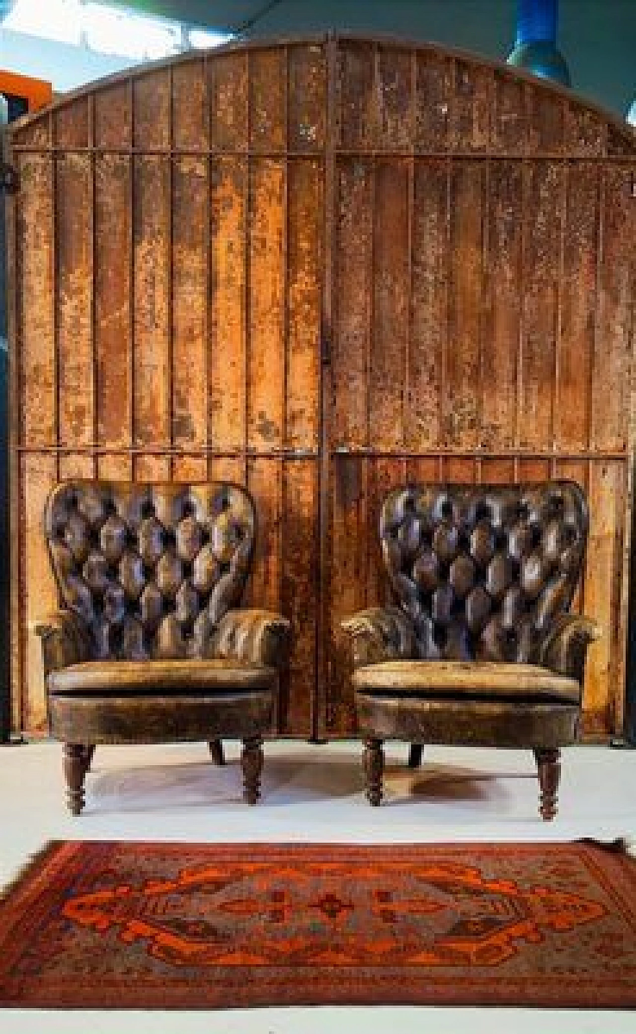 Pair of Chippendale style leather armchairs, 1950s 1