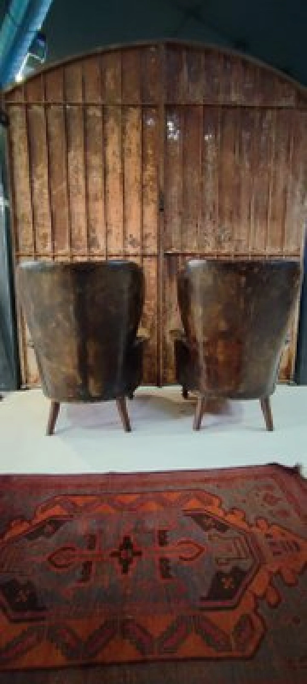 Pair of Chippendale style leather armchairs, 1950s 2