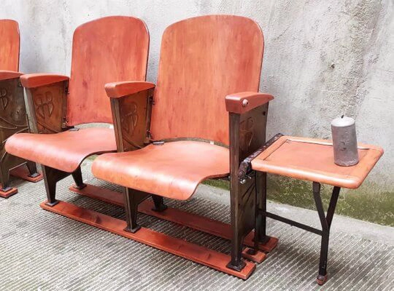 Pair of theatre armchairs with cast-iron fittings, 1940s 3