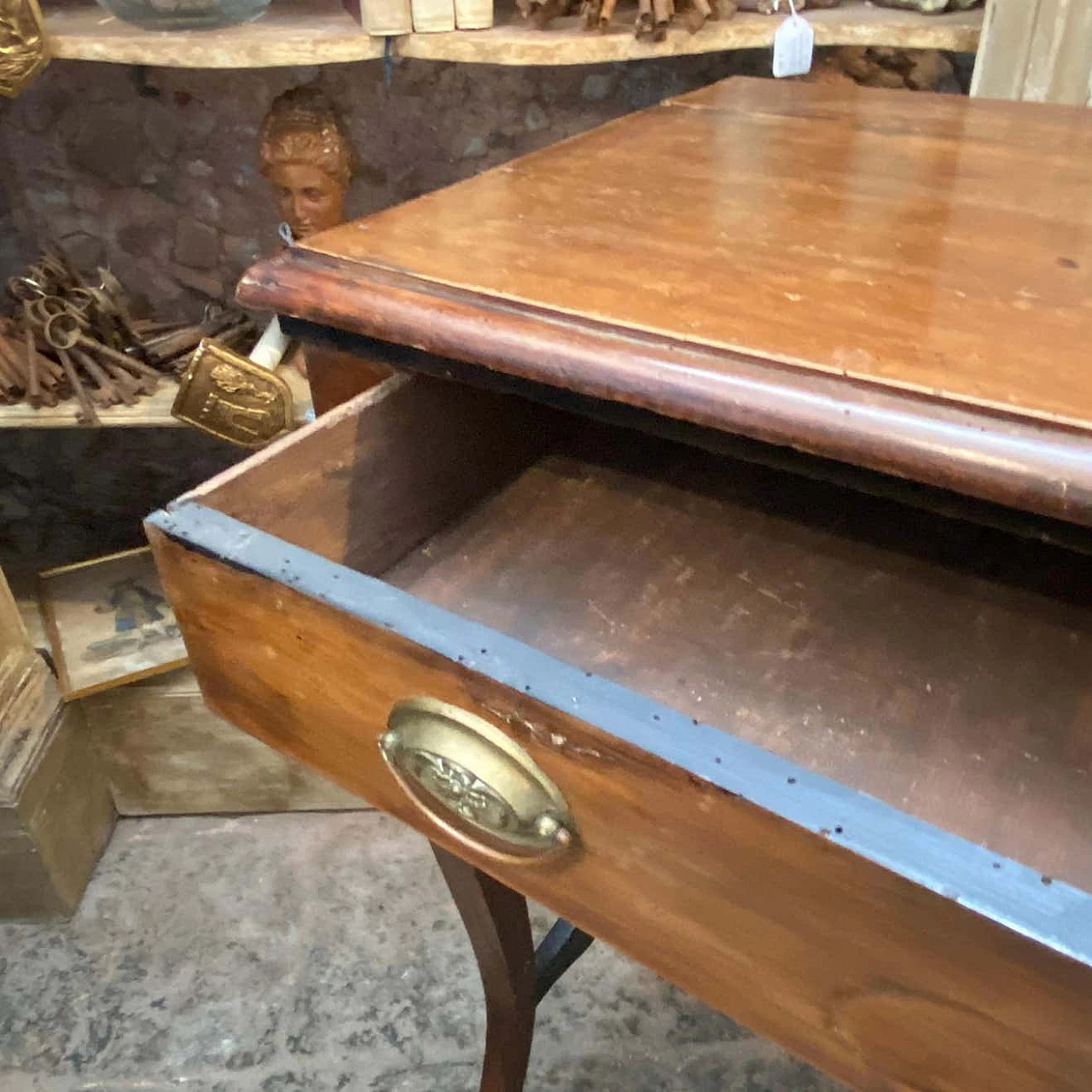 Empire console table in walnut with sabre feet, 19th century 14