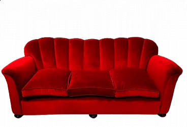 Red velvet sofa, 1940s