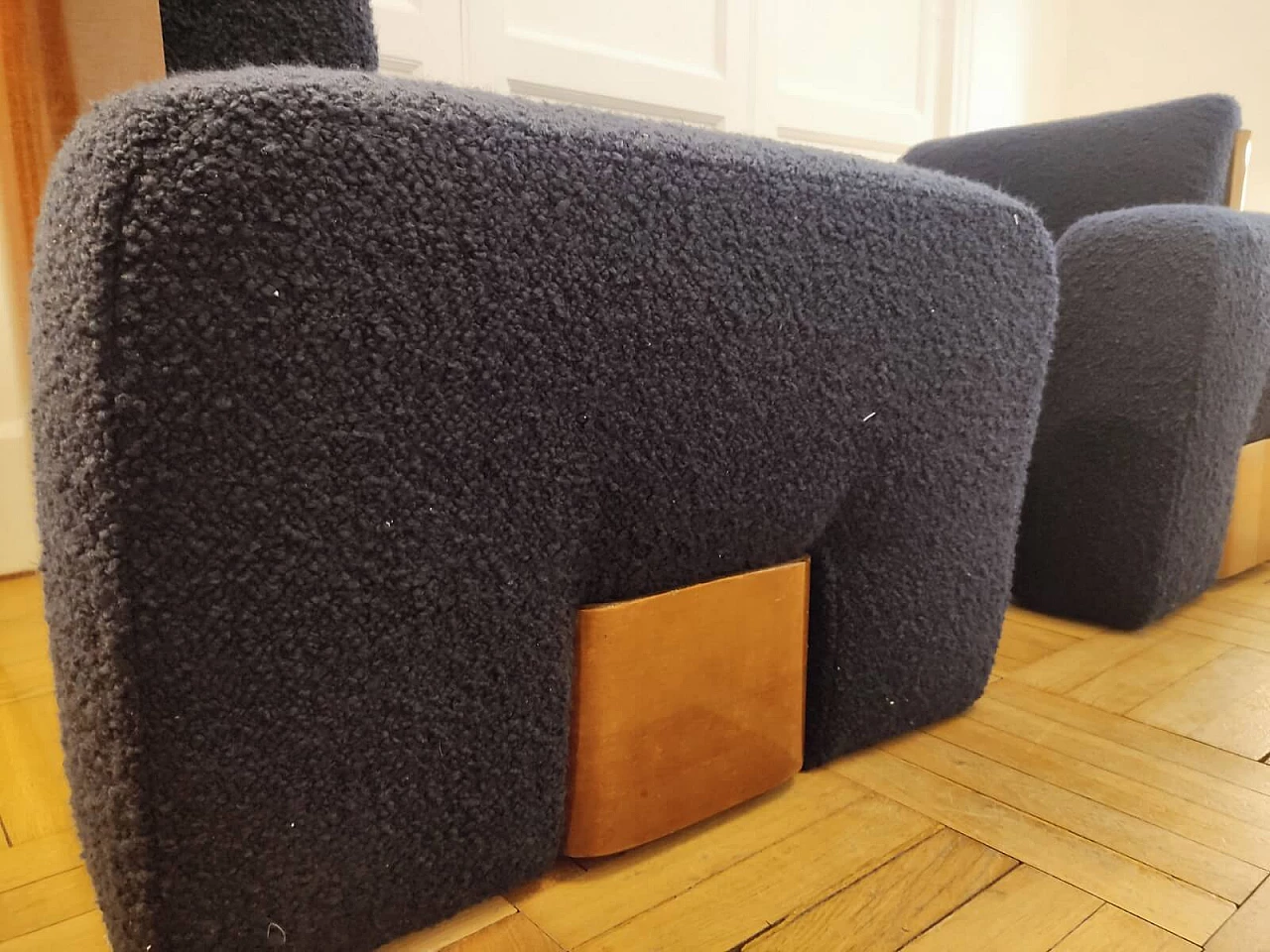 Pair of armchairs with wood veneer shell, 1960s 2