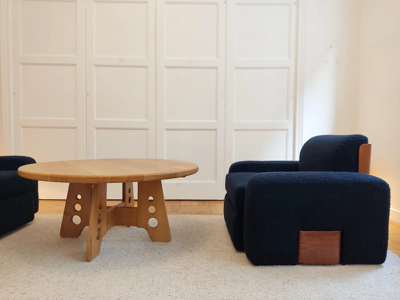 Pair of armchairs with wood veneer shell, 1960s 5