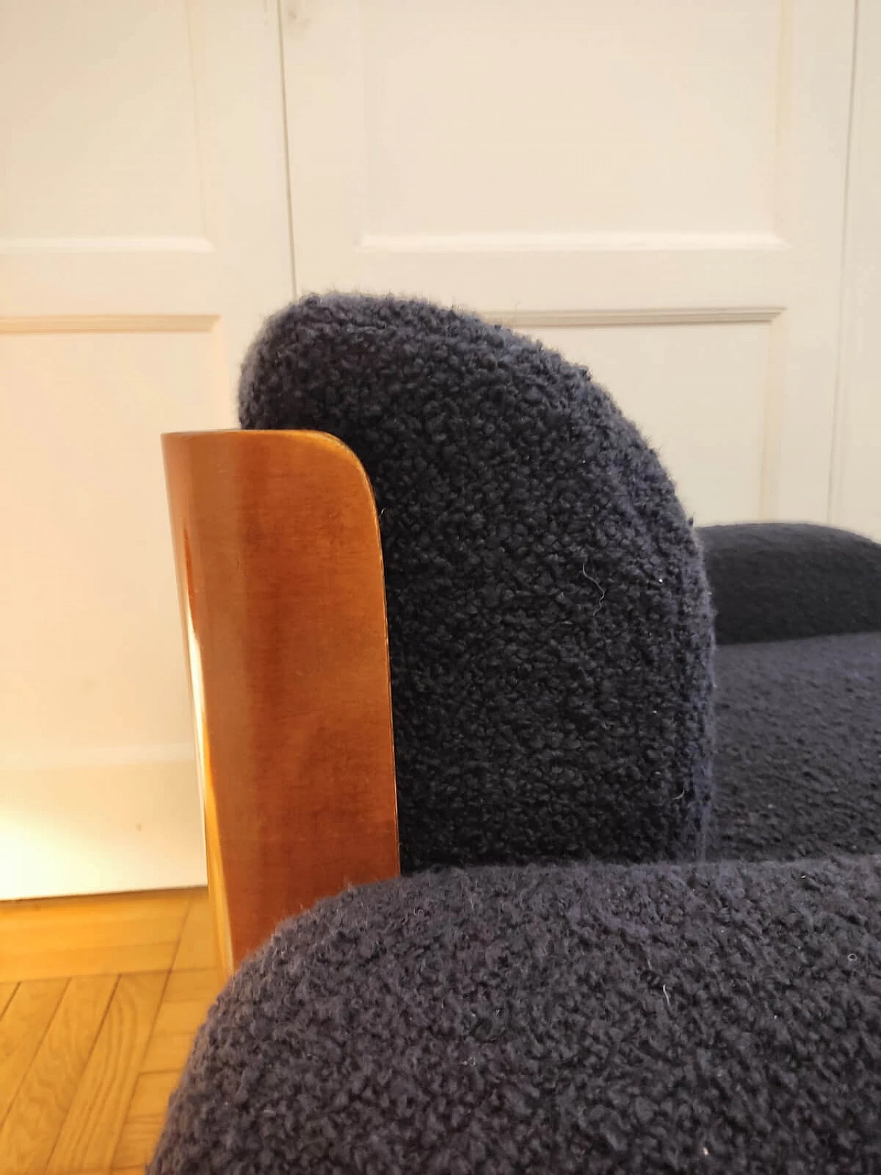 Pair of armchairs with wood veneer shell, 1960s 8