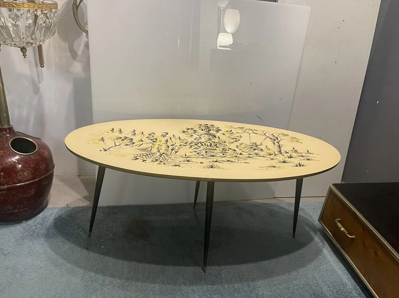 Metal coffee table with vinyl veneer top, 1950s 1