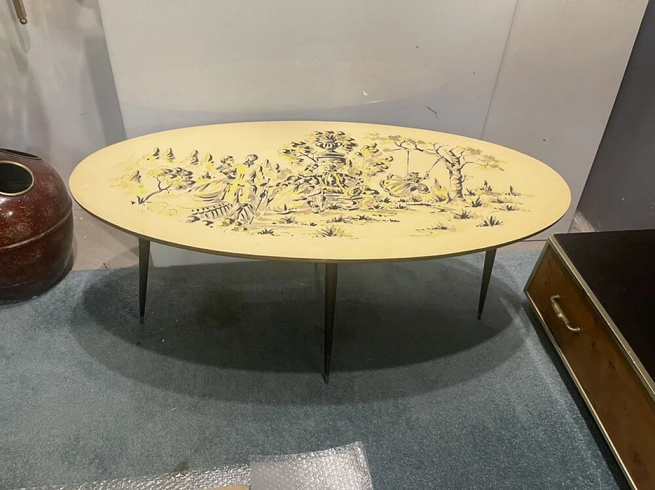 Metal coffee table with vinyl veneer top, 1950s 5