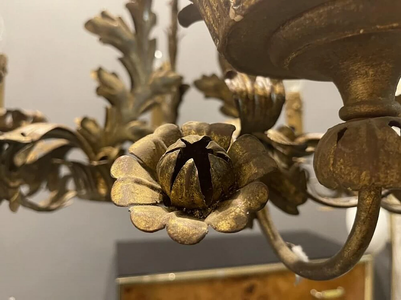 Tole flower chandelier, 1940s 3