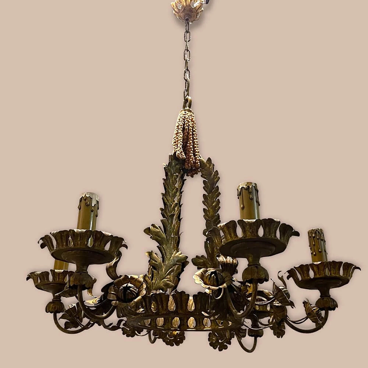 Tole flower chandelier, 1940s 9