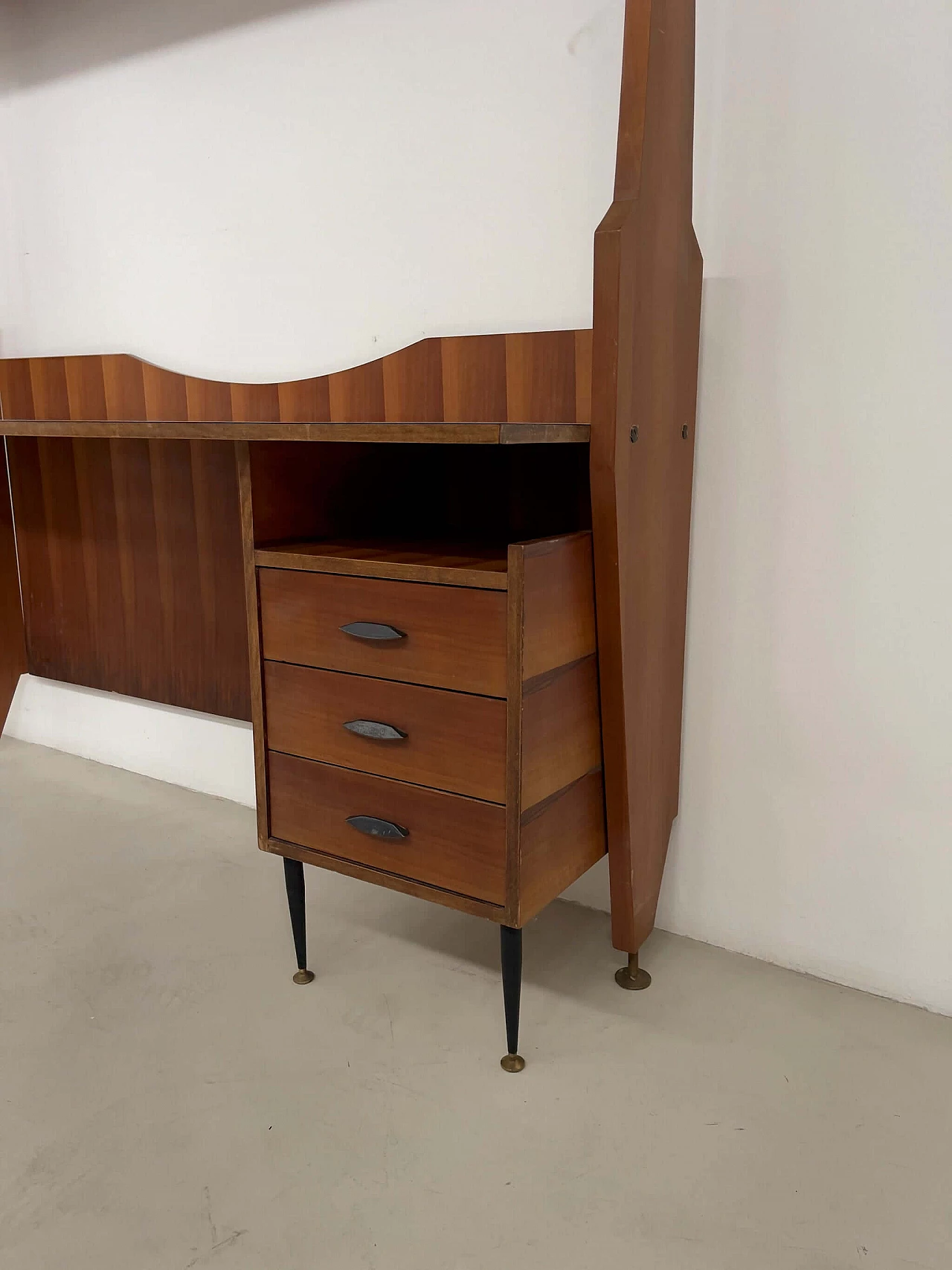 Desk with attached bookcase and chair, 1950s 4