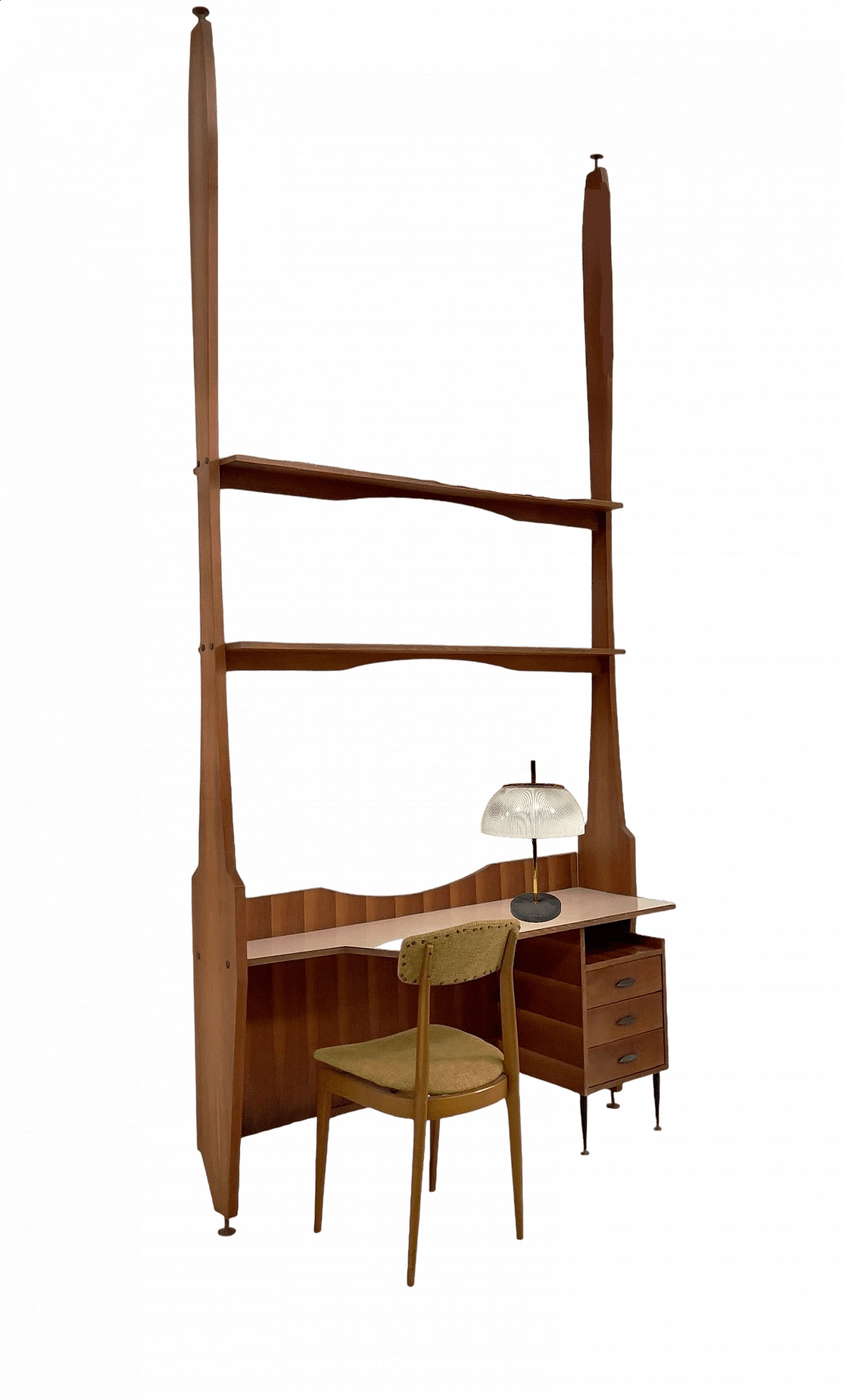 Desk with attached bookcase and chair, 1950s 6