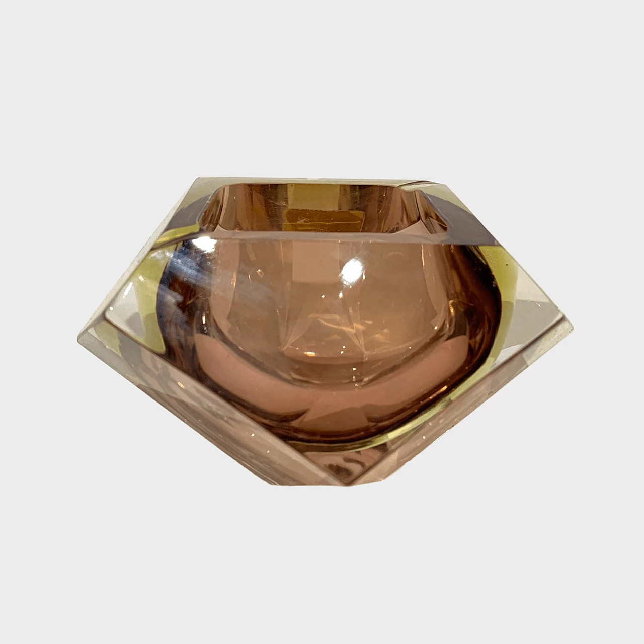 Amber-coloured Murano glass prism ashtray, 1970s 1