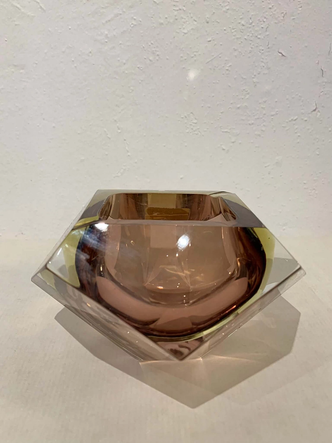 Amber-coloured Murano glass prism ashtray, 1970s 3