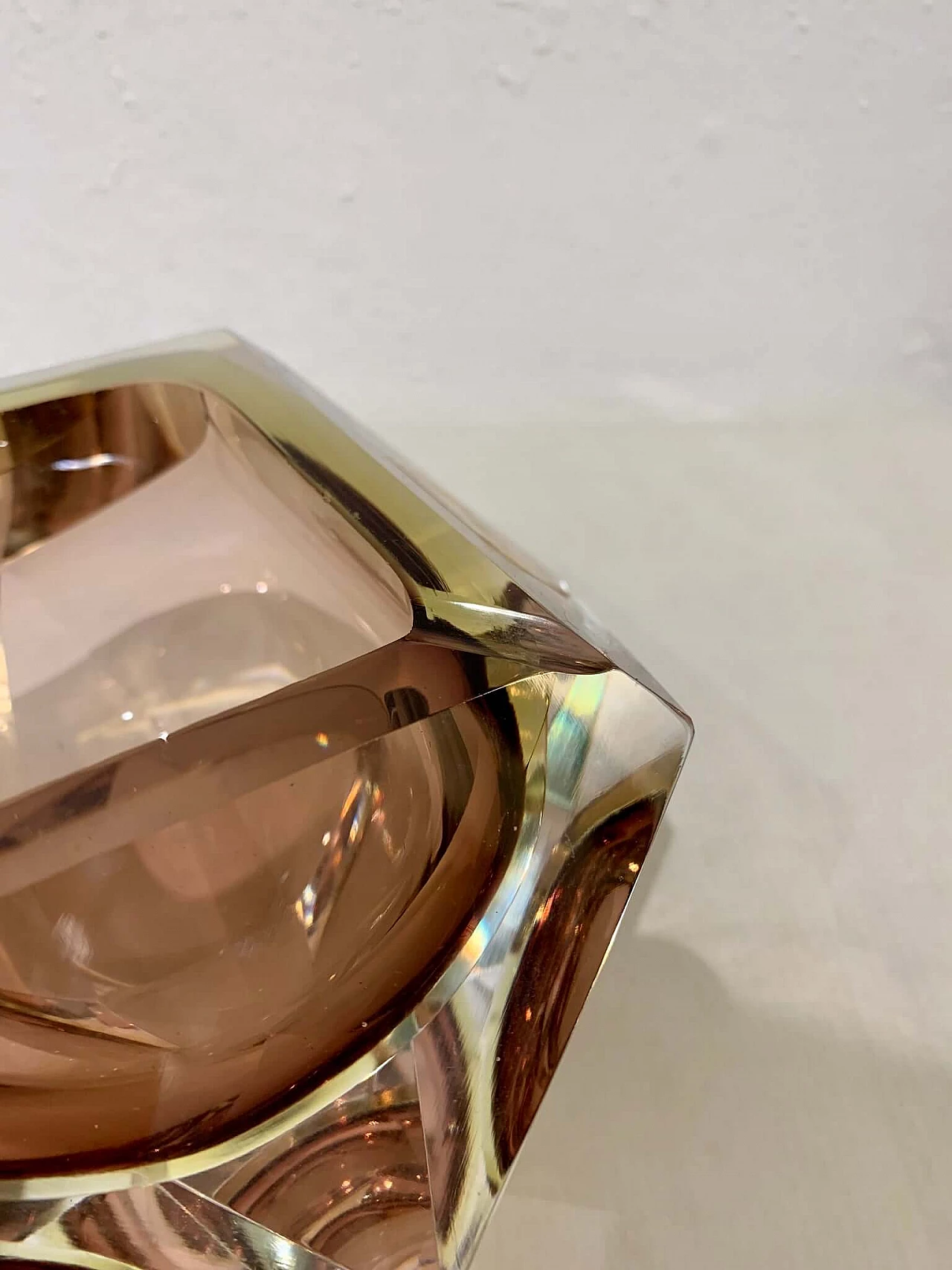 Amber-coloured Murano glass prism ashtray, 1970s 4