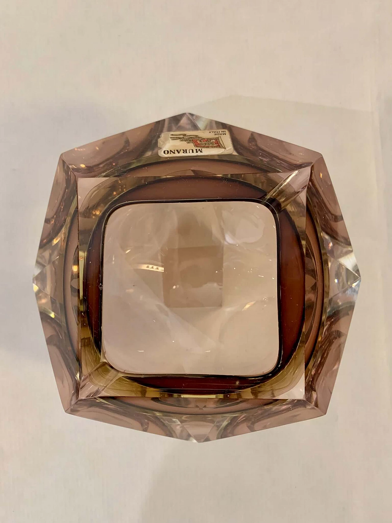 Amber-coloured Murano glass prism ashtray, 1970s 5