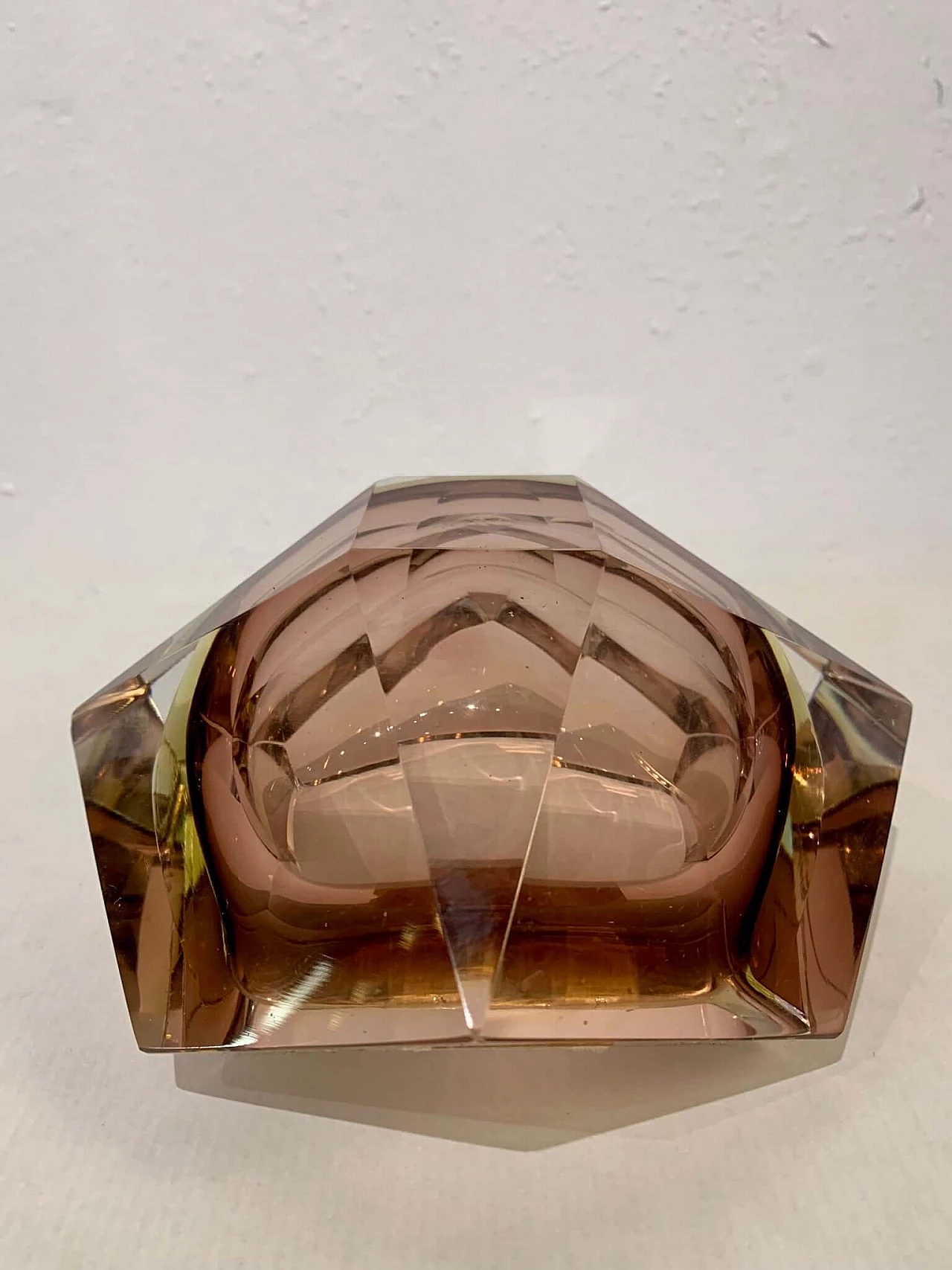 Amber-coloured Murano glass prism ashtray, 1970s 8