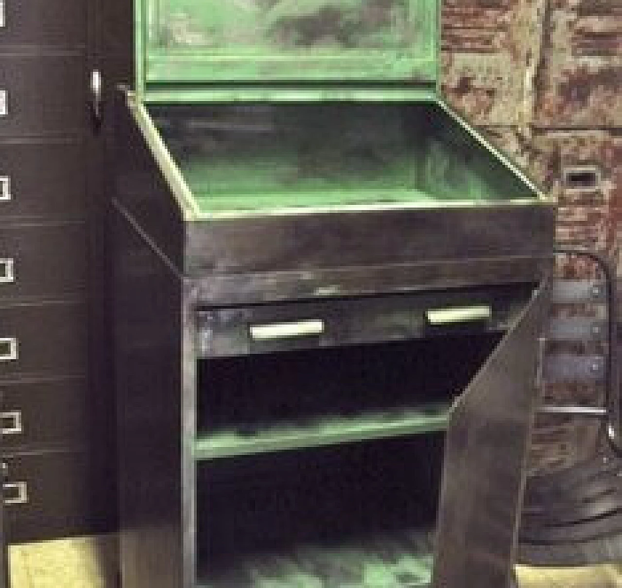 Industrial iron mechanical workshop cabinet, 1950s 3