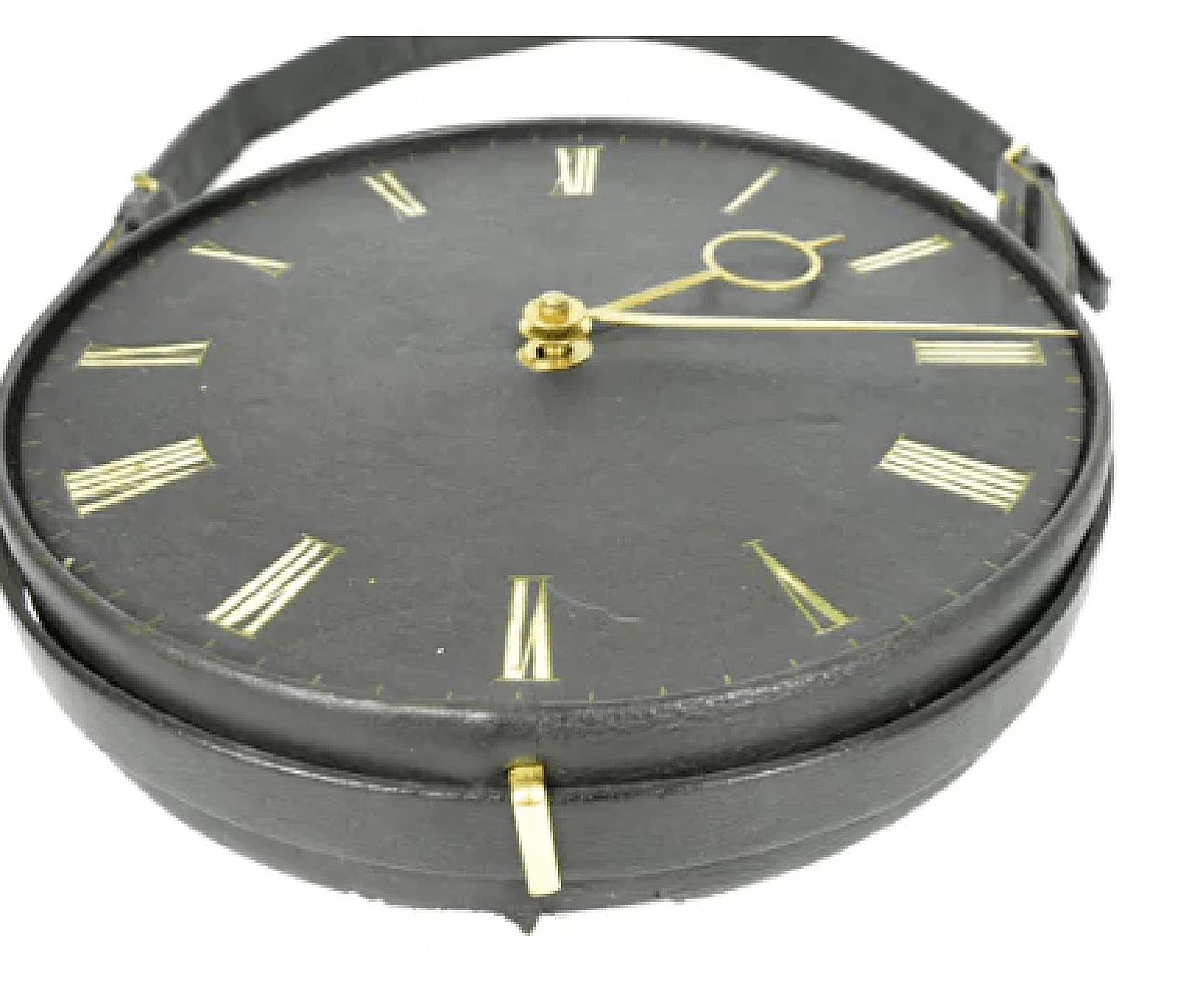 Leather wall clock by Silvos, 1970s 3