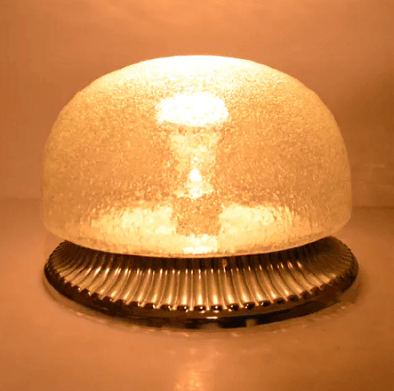 Glass and metal ceiling lamp by Hillebrand, 1970s 11