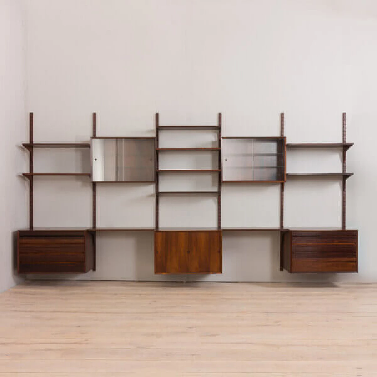 Wall cabinet with 5-compartment in rosewood by Poul Cadovius for CADO, 1960s 3