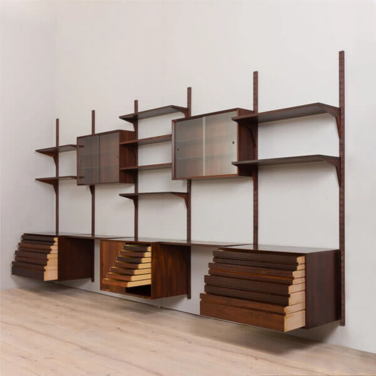 Wall cabinet with 5-compartment in rosewood by Poul Cadovius for CADO, 1960s 7