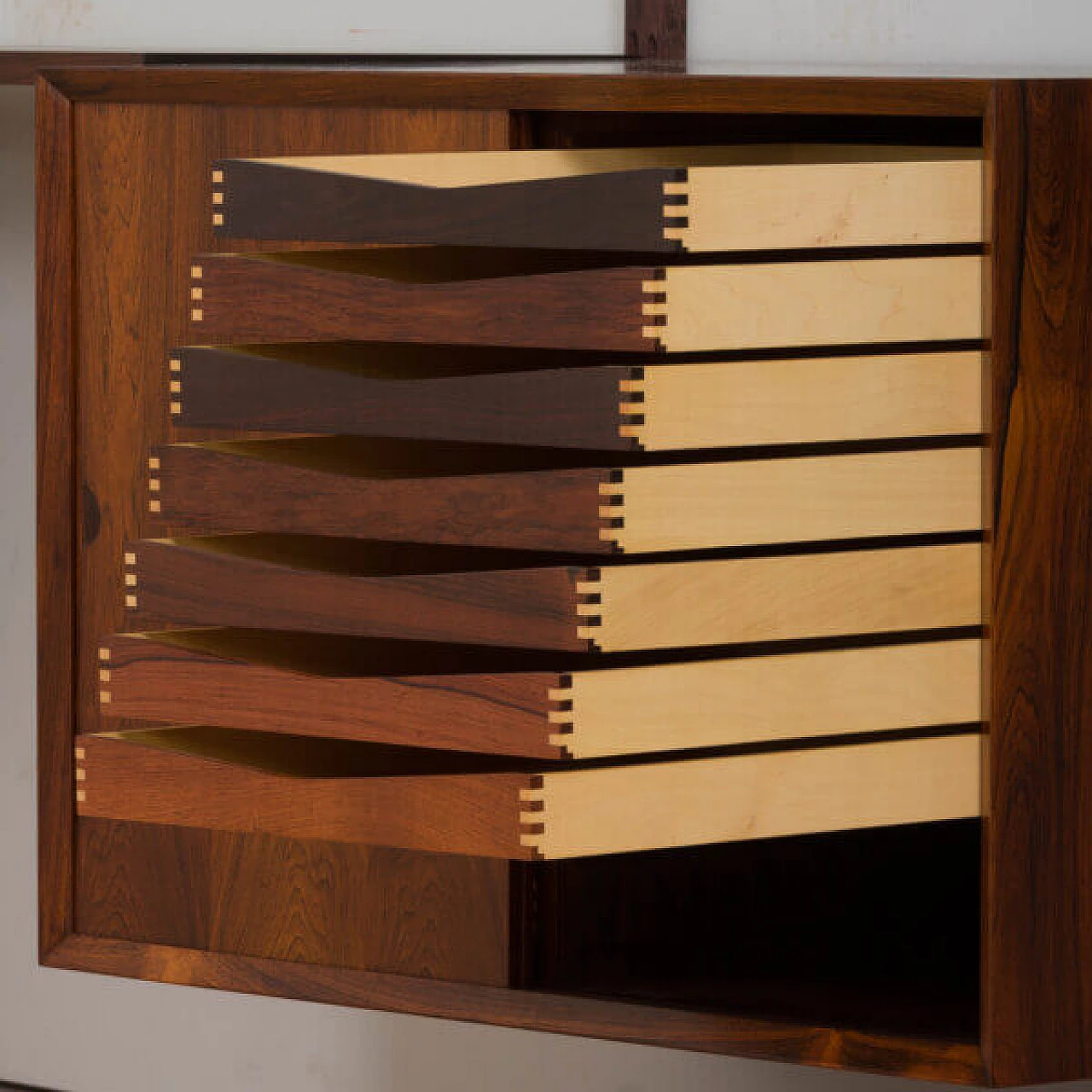 Wall cabinet with 5-compartment in rosewood by Poul Cadovius for CADO, 1960s 11