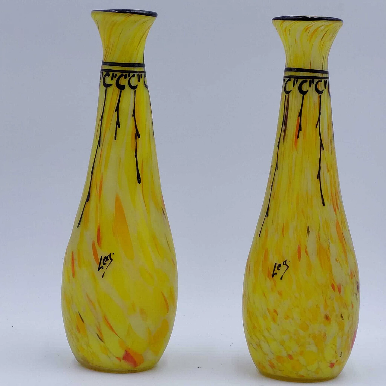 Pair of Art Nouveau glass vases by François-Théodore Legras, early 20th century 1