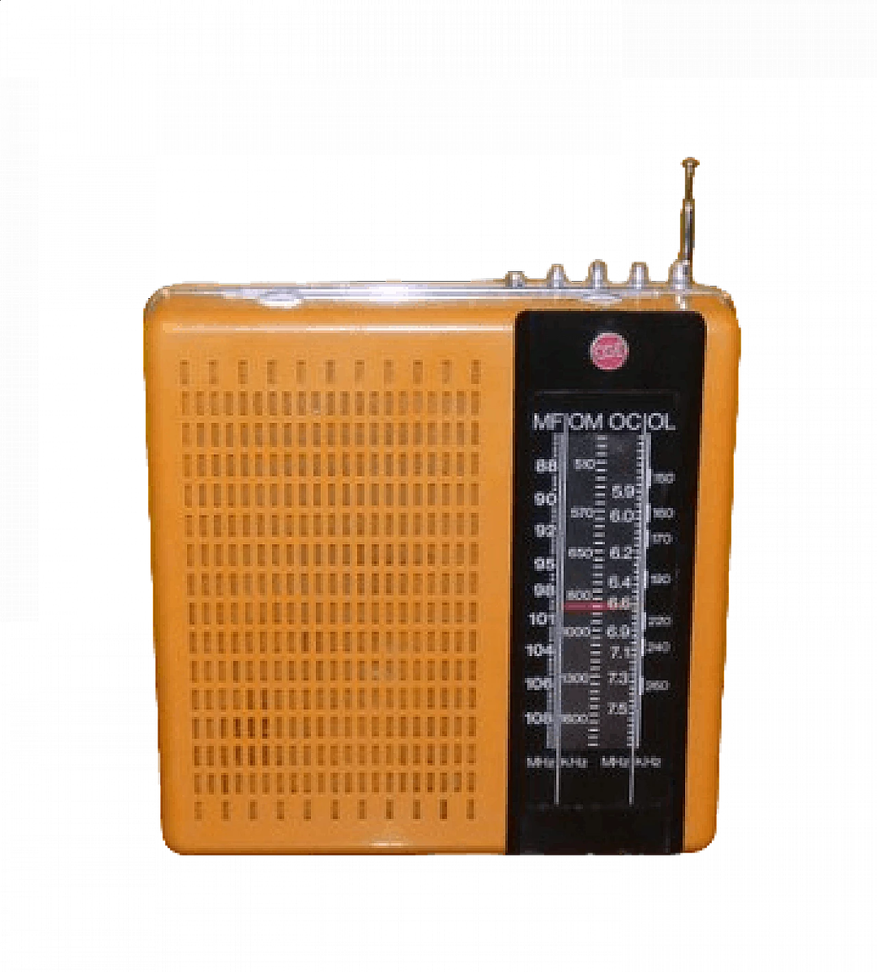 Radio portatile in plastica arancione e nera di CGE, anni '70 16