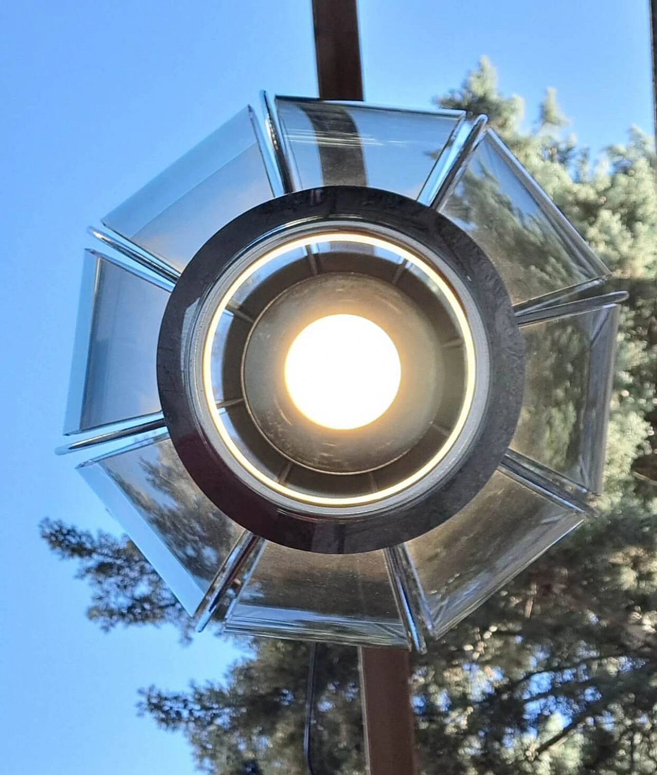 Chandelier with segmented smoked glass shade, 1950s 6