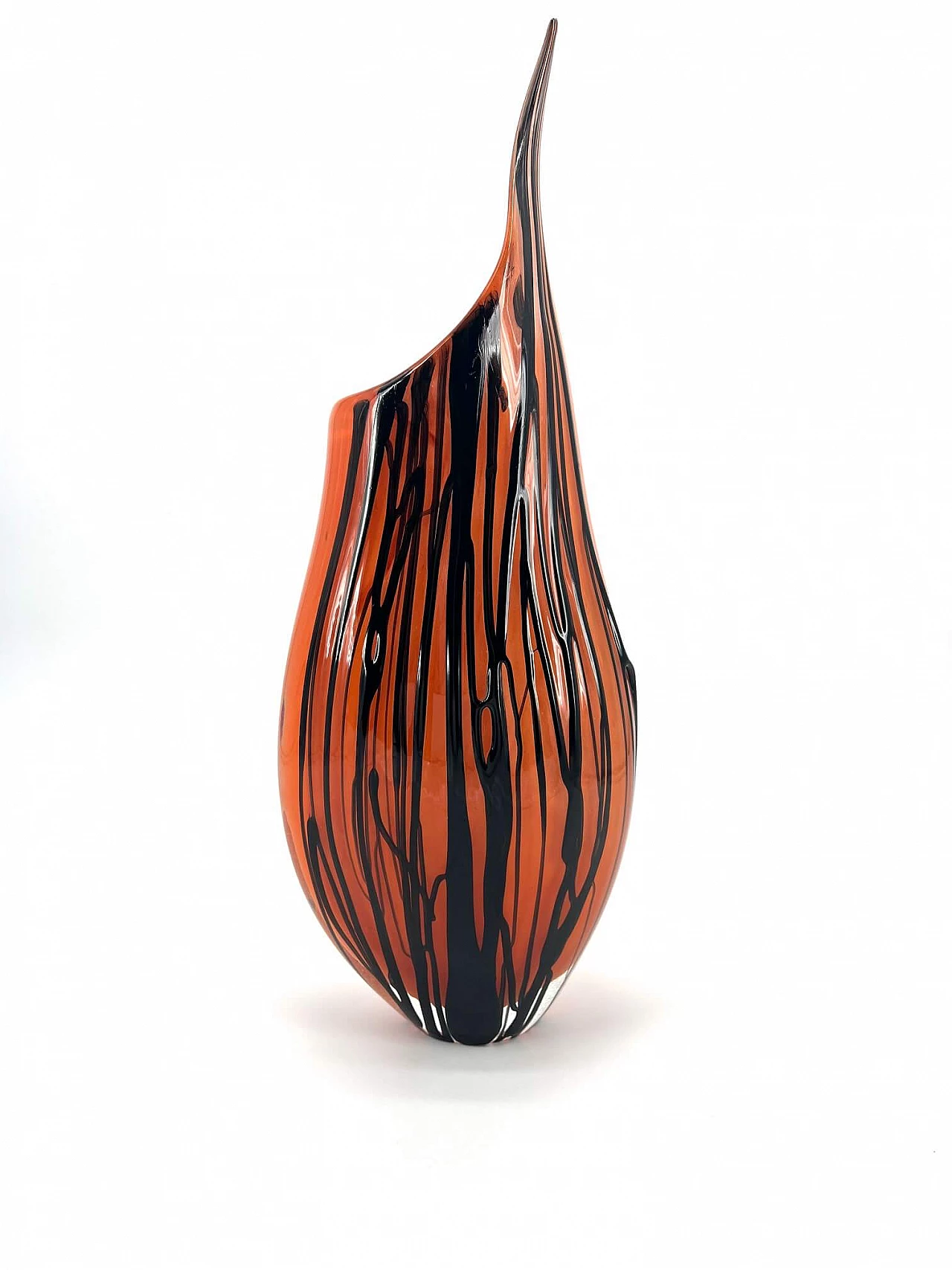 Orange and black Murano glass vase 1