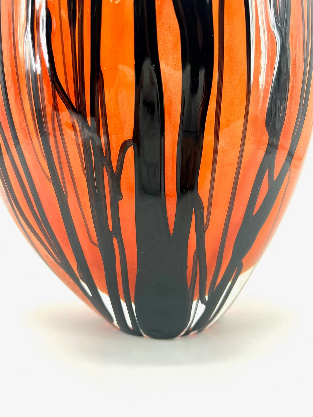 Orange and black Murano glass vase 2