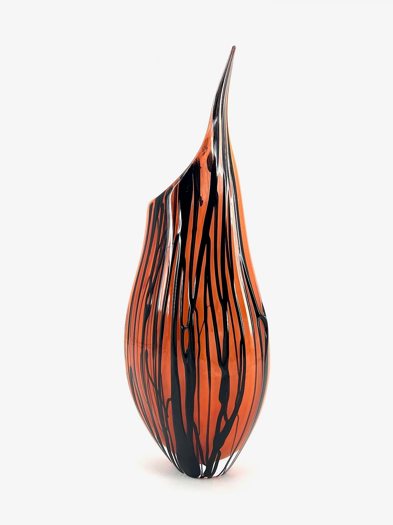 Orange and black Murano glass vase 4