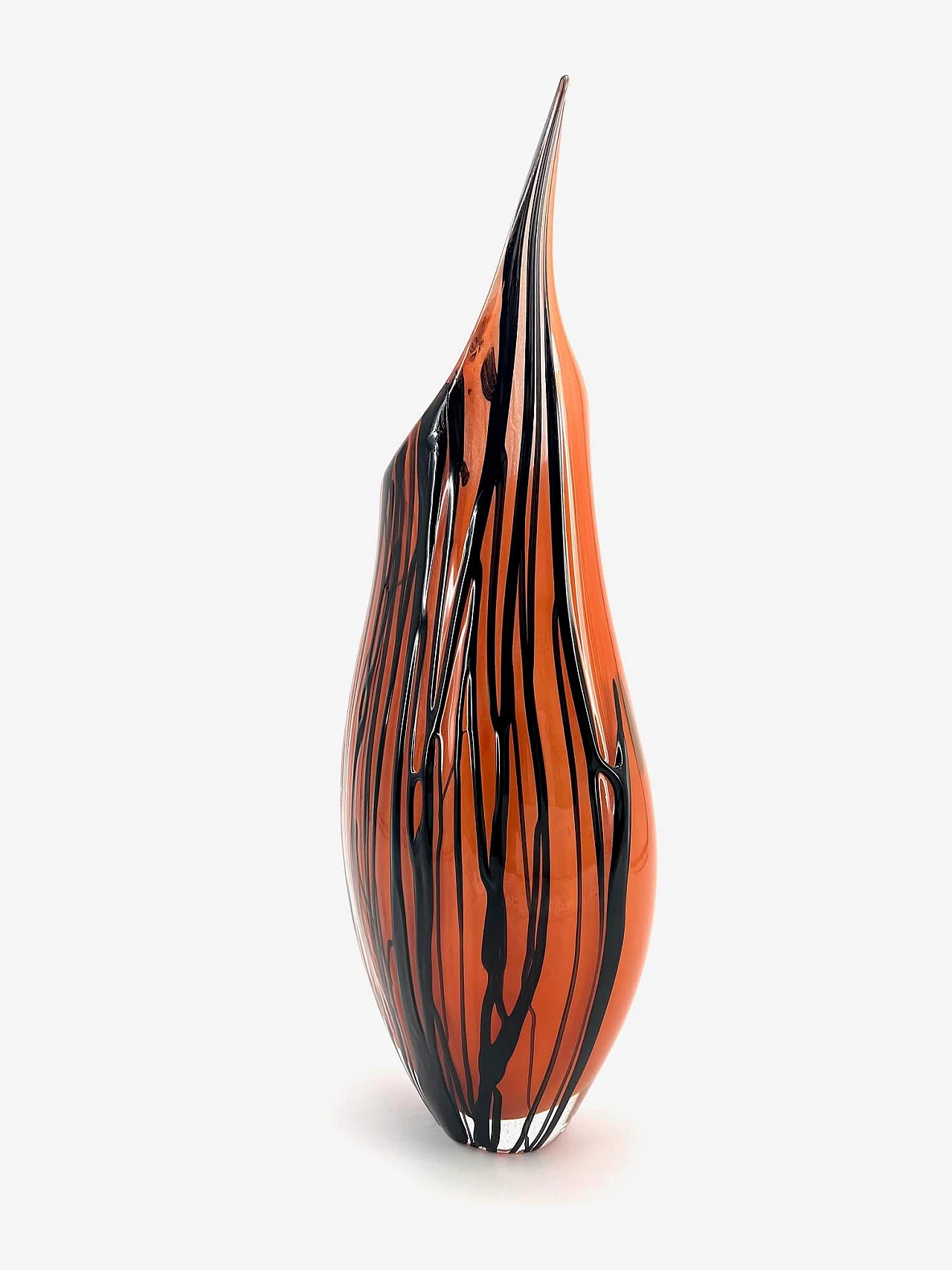 Orange and black Murano glass vase 5