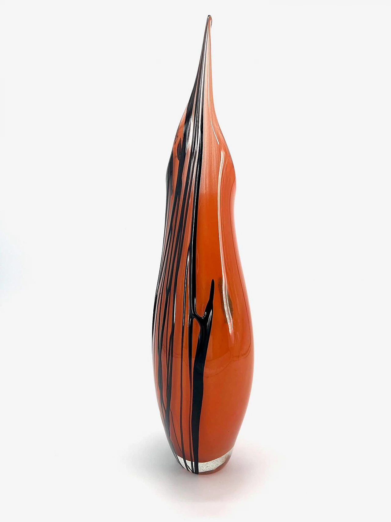 Orange and black Murano glass vase 6