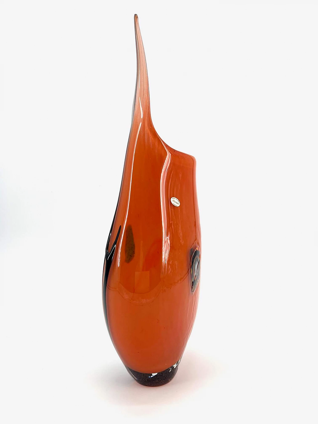 Orange and black Murano glass vase 7