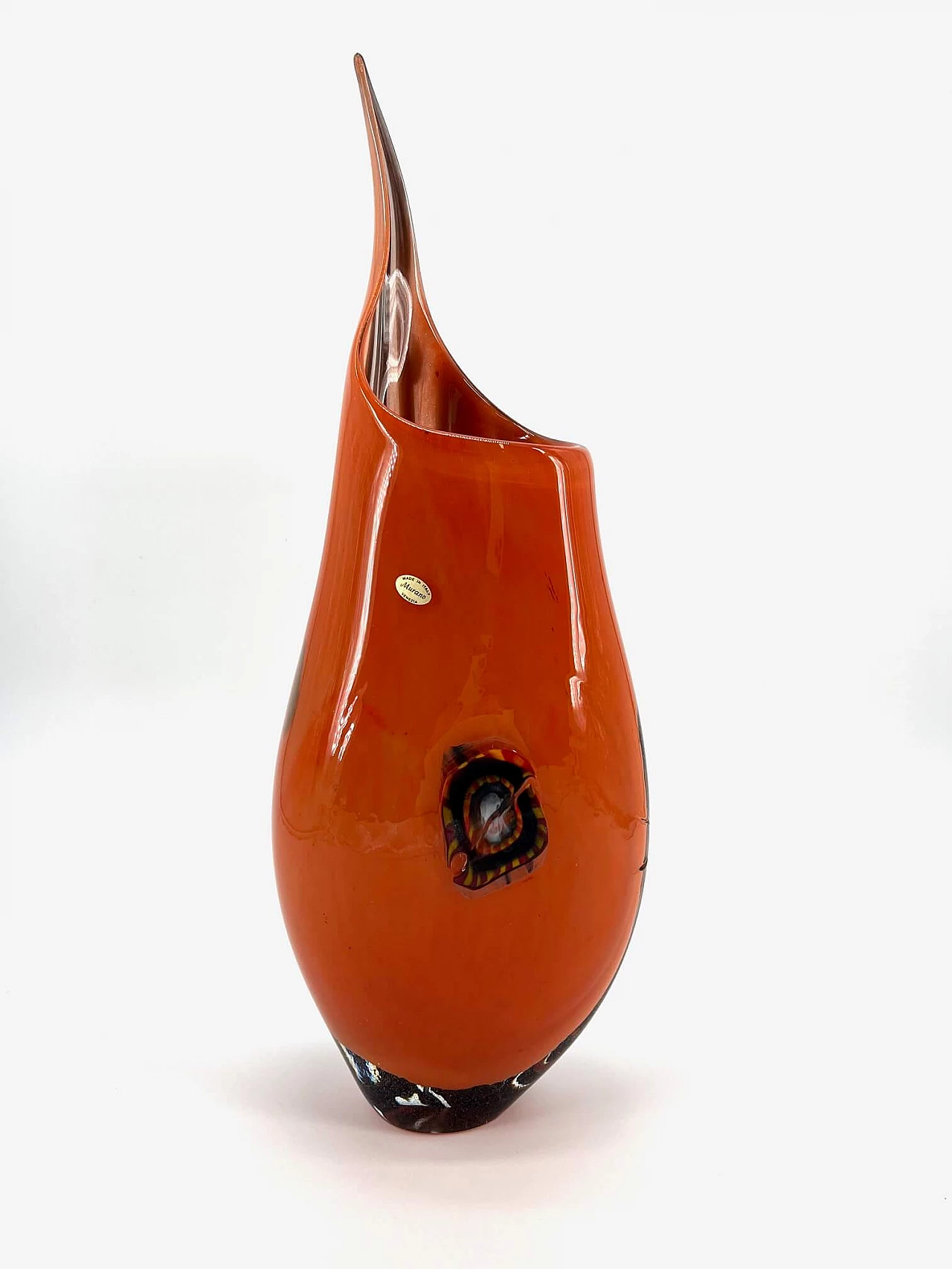 Vaso in vetro di Murano arancione e nero 8