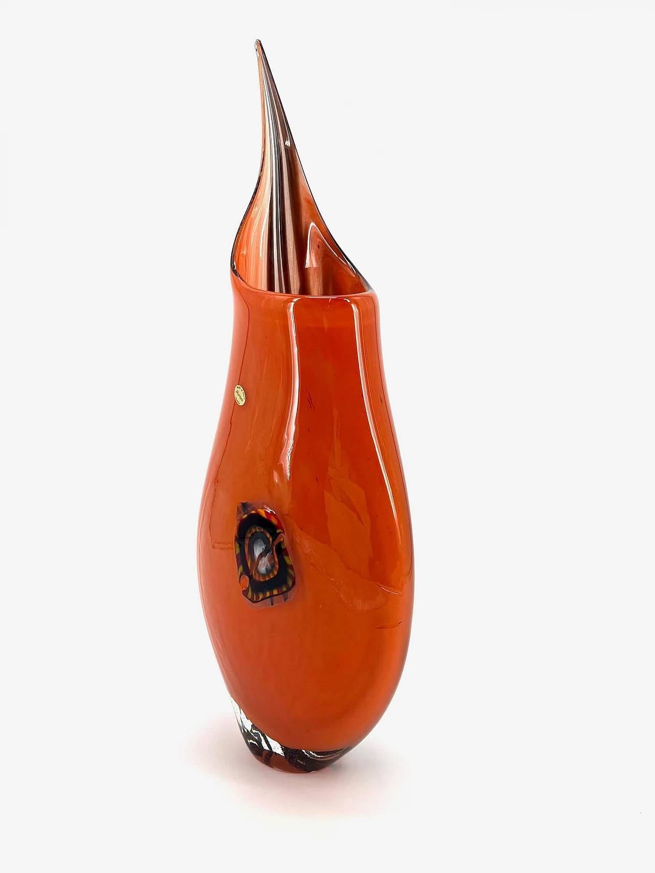 Orange and black Murano glass vase 9