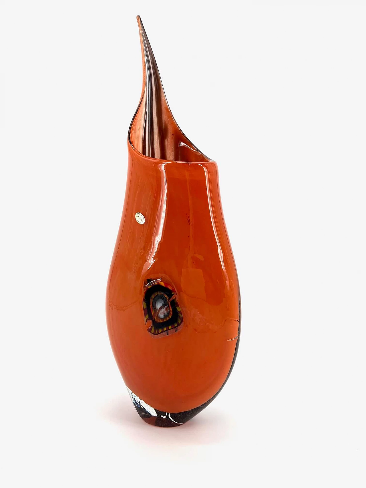 Orange and black Murano glass vase 10