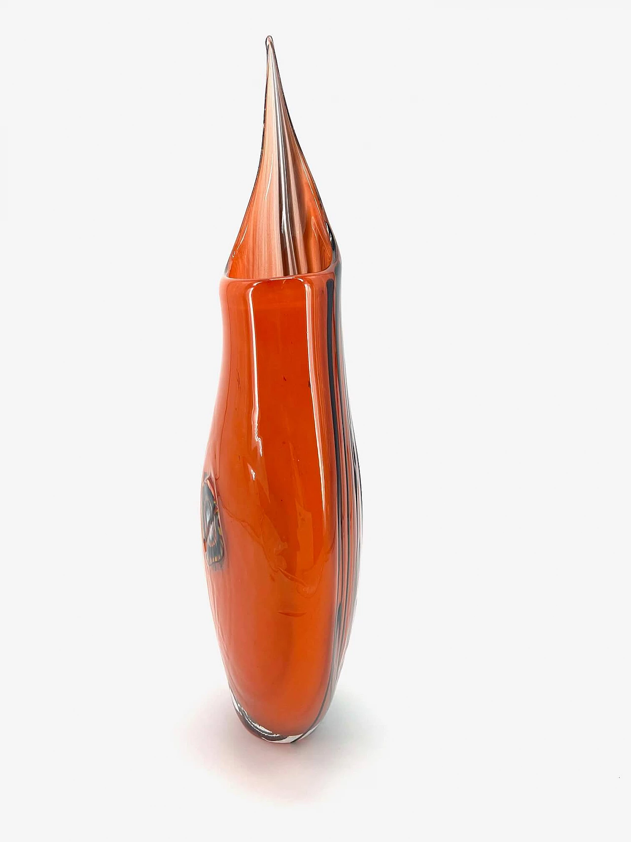 Orange and black Murano glass vase 11