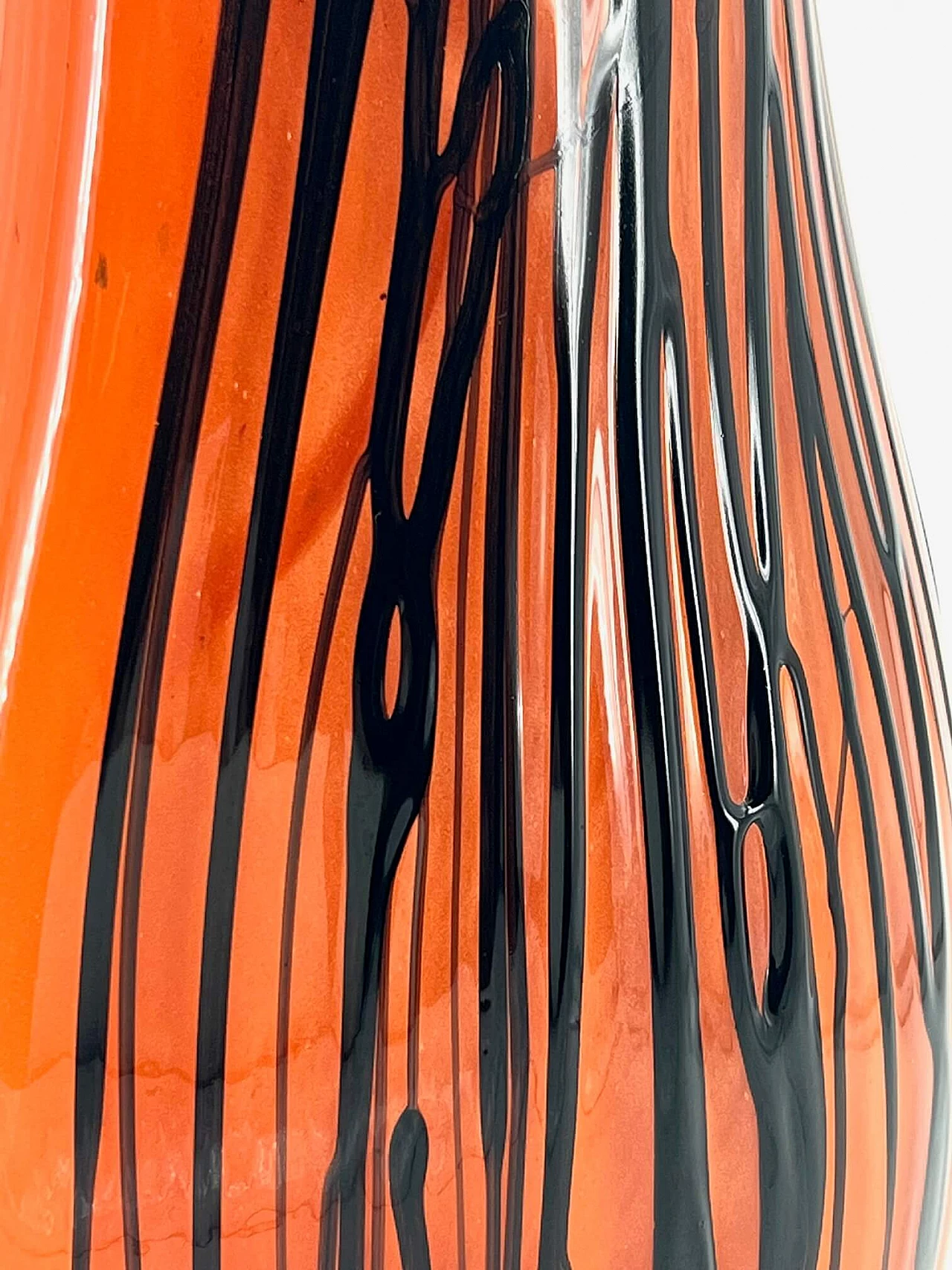 Orange and black Murano glass vase 12