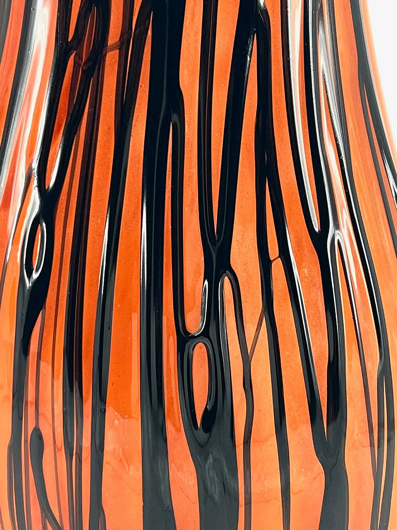 Orange and black Murano glass vase 14