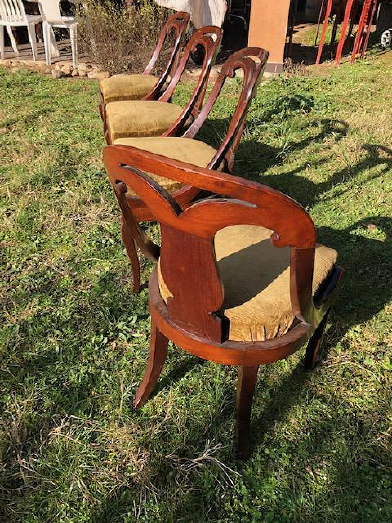 4 Wooden gondola chairs, early 19th century 4