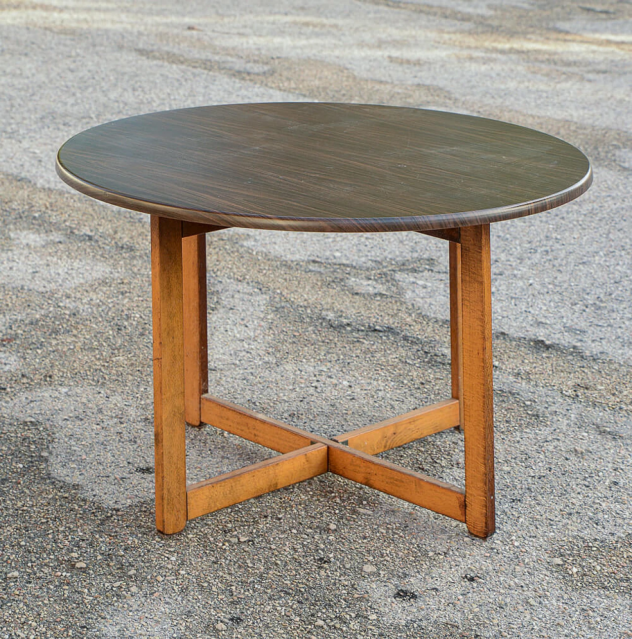 Folding wooden round table by EMU, 1970s 1