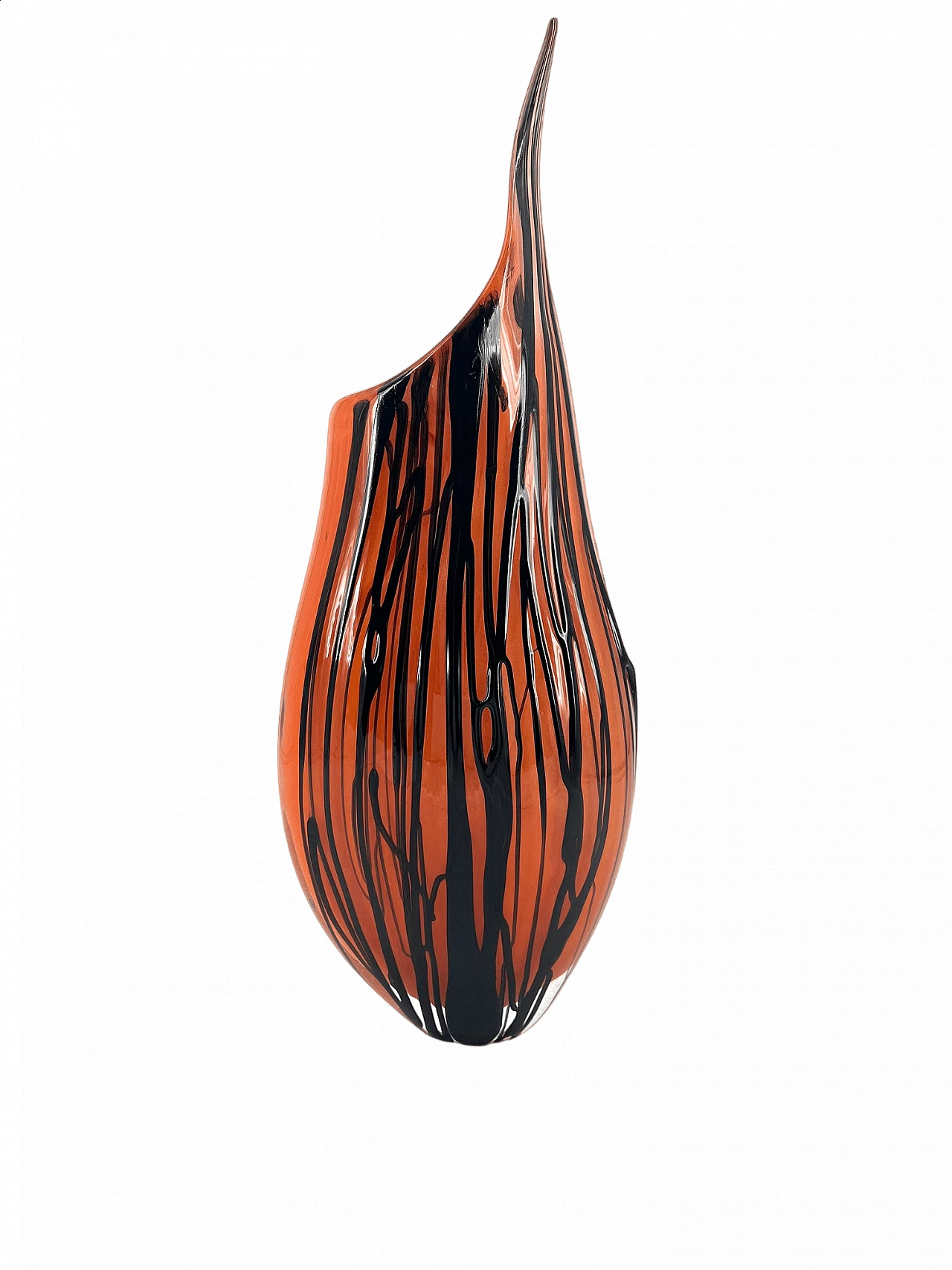 Orange and black Murano glass vase 15