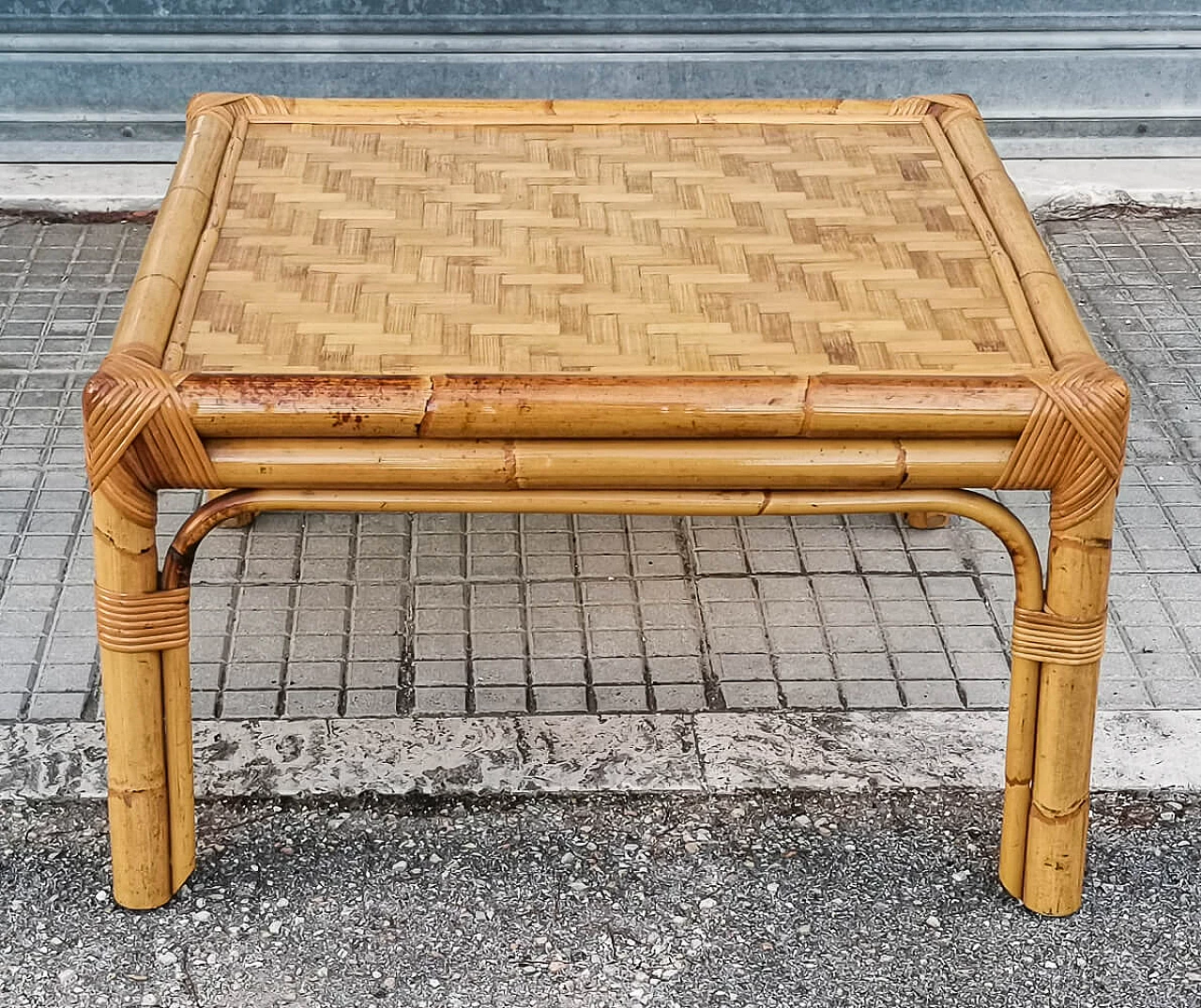 Low bamboo coffee table, 1960s 1