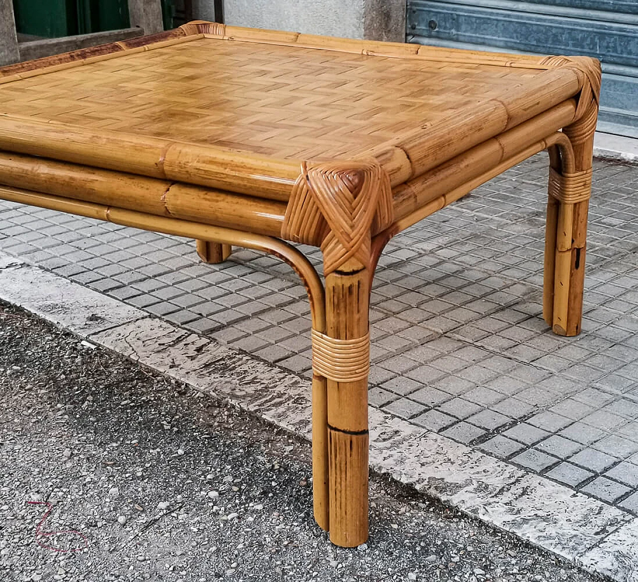 Low bamboo coffee table, 1960s 7