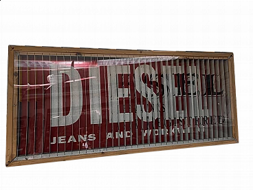 Insegna pubblicitaria in legno di Diesel, anni '90
