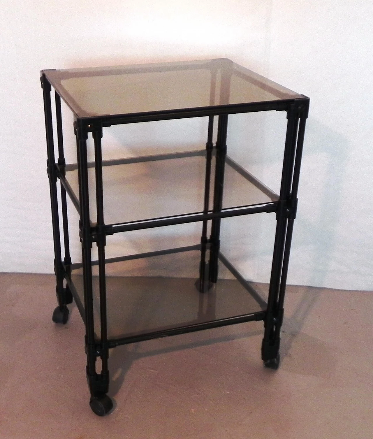 Metal TV cart with glass shelves, 1990s 1