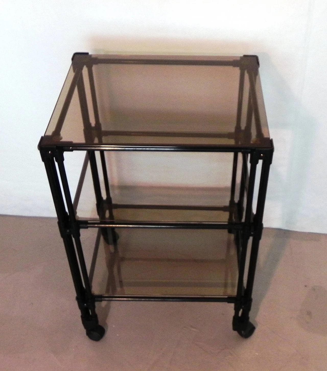 Metal TV cart with glass shelves, 1990s 3