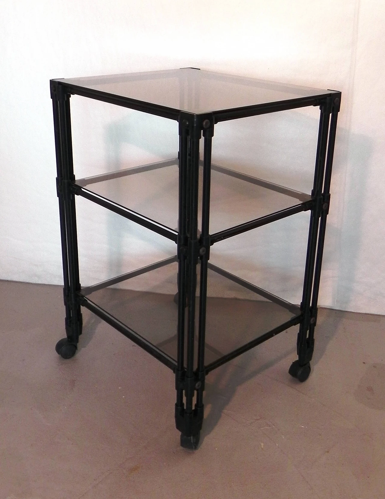 Metal TV cart with glass shelves, 1990s 6