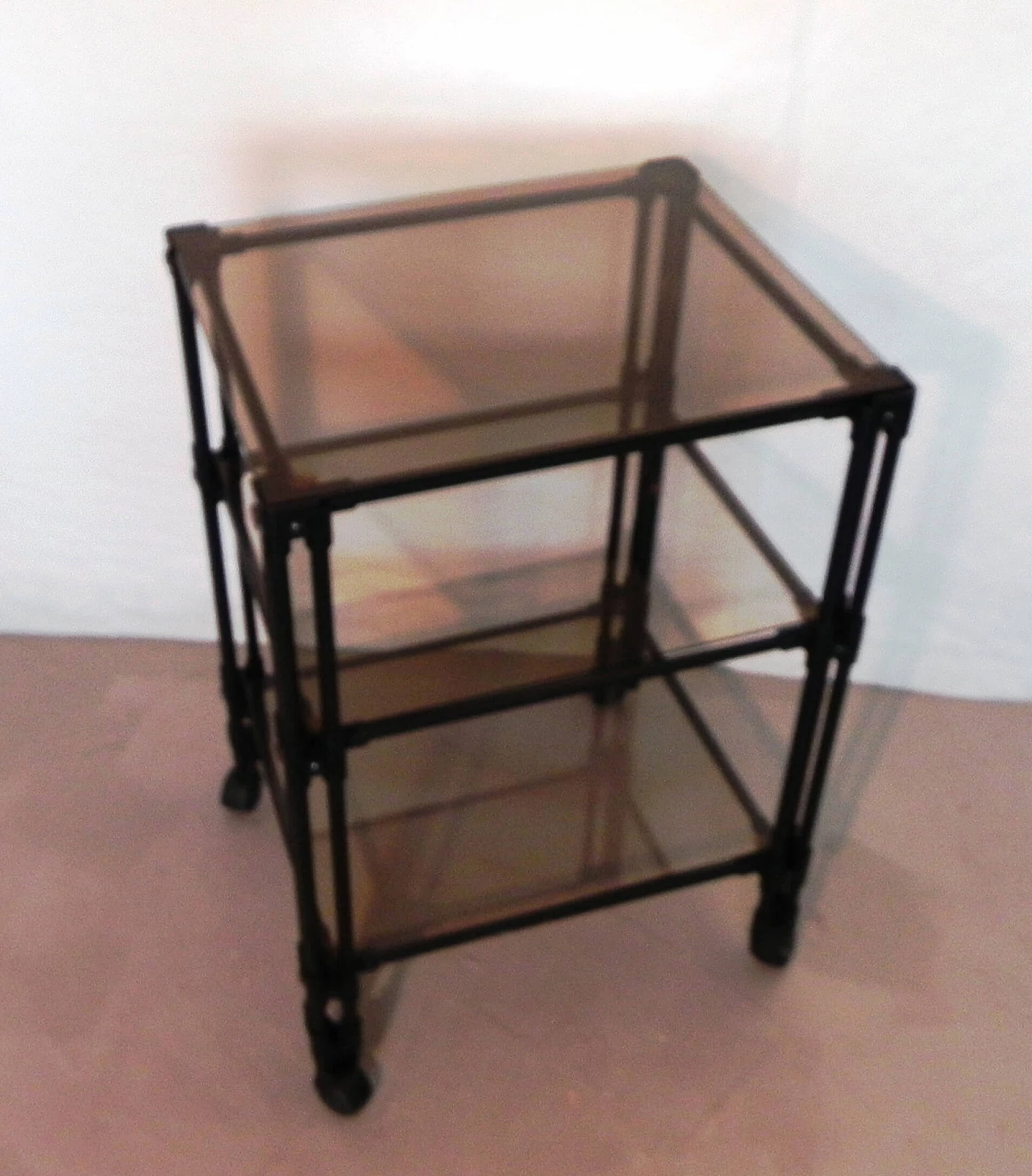 Metal TV cart with glass shelves, 1990s 8